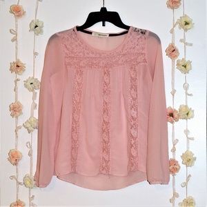 Sheer Pink Floral Lace Top